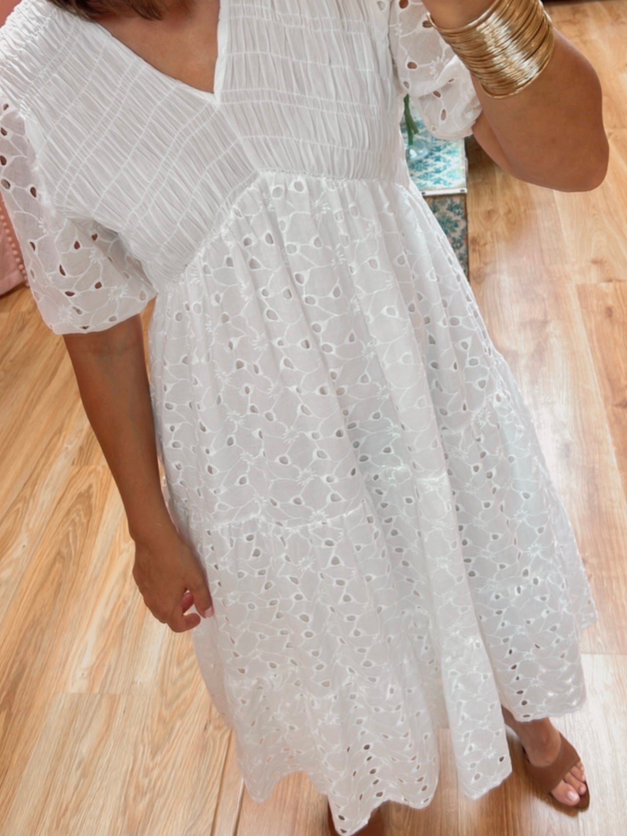 Vestido Perforado Blanco